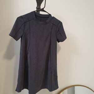 Lululemon Ribbed Softstreme Black Tshirt Dress W/Pocket Yoga Athletic Relaxed 0